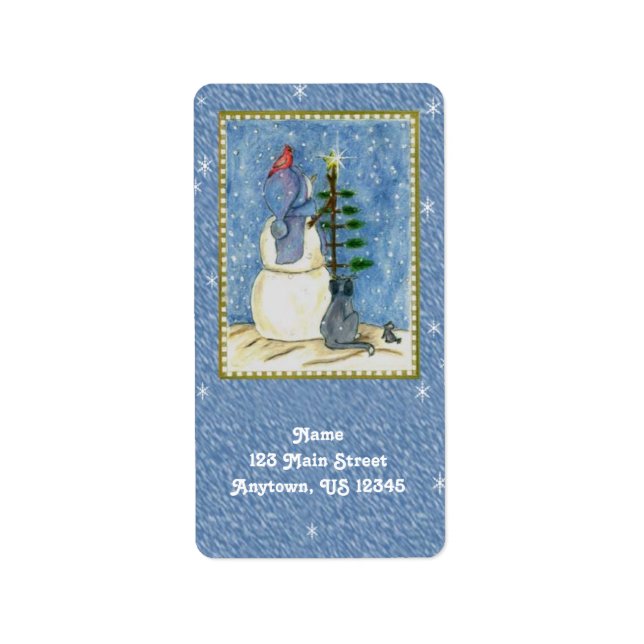 Noël Snowman Retourner l'adresse Étiquettes (Devant)