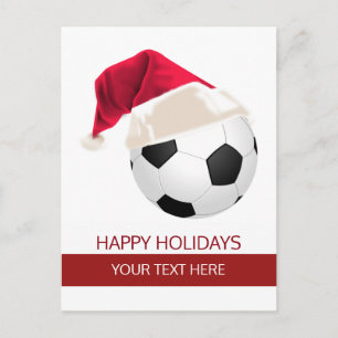 Noël Soccer Ball Santa Hat cartes postales