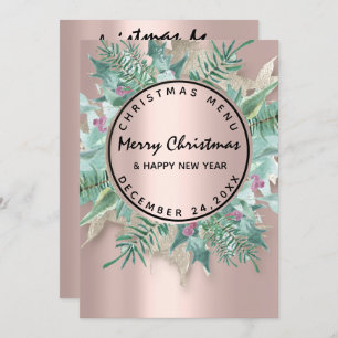 Noël Soirée hiver Menu Rose Floral