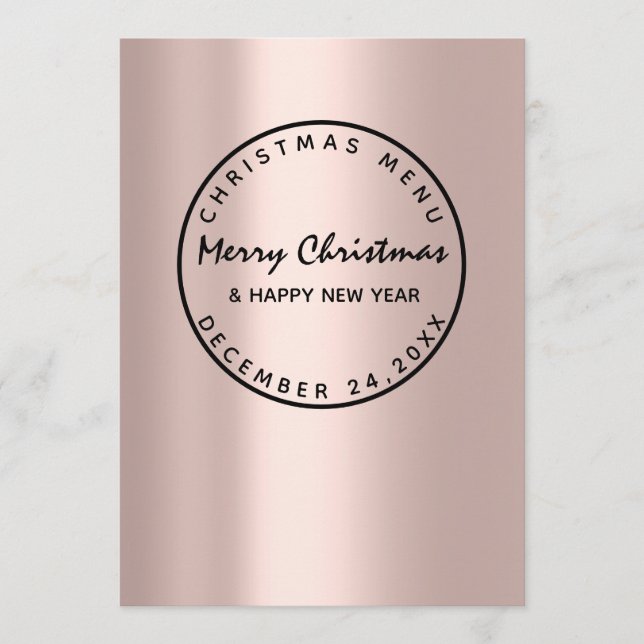Noël Soirée Vacances Hiver Menu Rose Moderne (Devant)