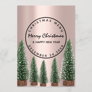 Noël Soirée Vacances hiver Menu Rose Vert