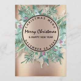Noël Soirée Vacances hiver Menu Rose Wreath