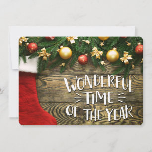 Noël Stocking & Garland, Carte photo recto-verso