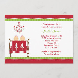 Noël Twin Baby Shower Invitations