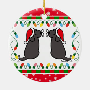 Noël Twin Black Labradors Père Noël Ornement