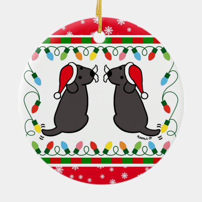 Noël Twin Black Labradors Père Noël Ornement (Dos)