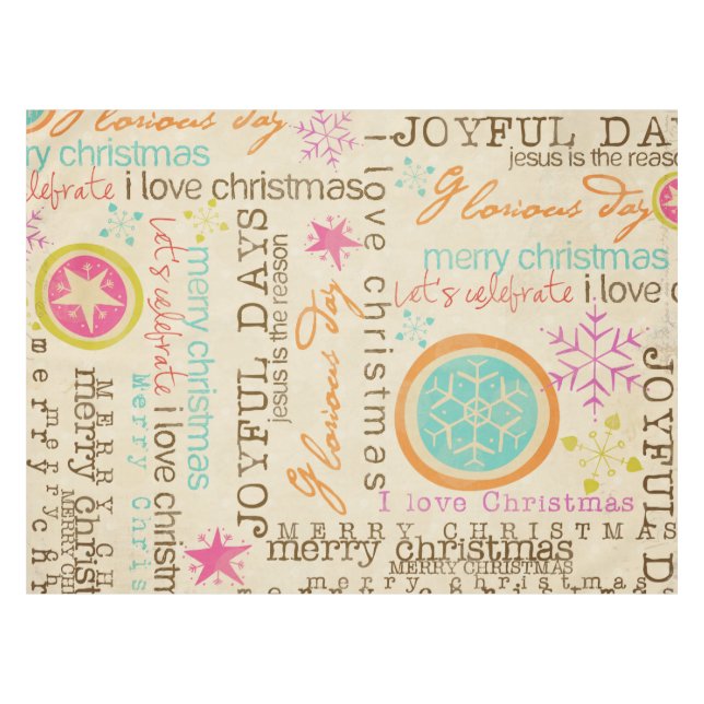 Noël Typographie Vintage Nappe (Devant (Horizontal))