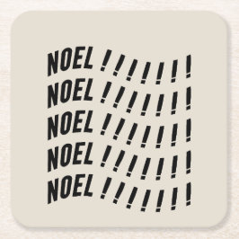 Noel Typography Rechteckiger Pappuntersetzer