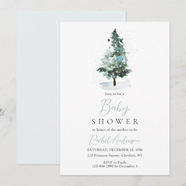 Noël Vacances d'hiver Baby shower Invitation (Devant / Derrière)