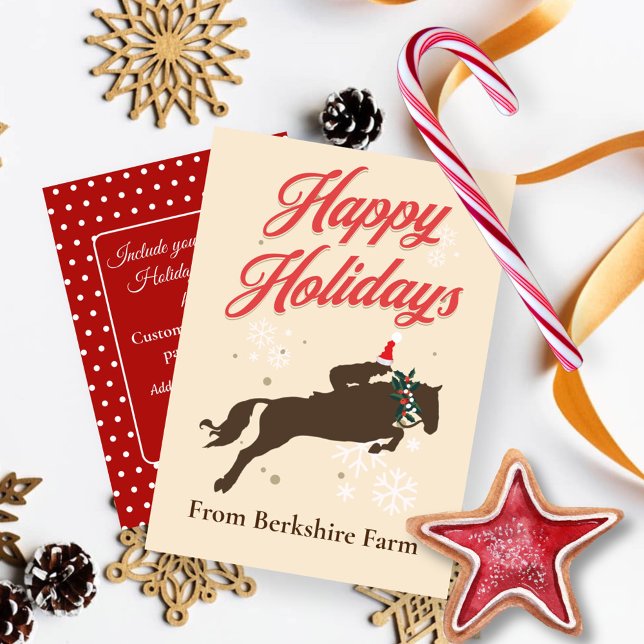 Noël Vacances équestre Invitation Cheval (Experience the magic of Winter and the holidays through this bold equestrian design!
Customize these)