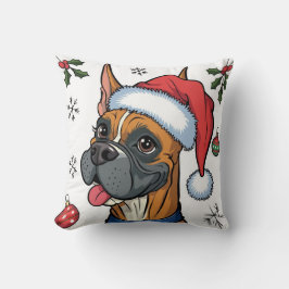 Noël Vacances Père Noël Chien Boxer Jeter Oreiller