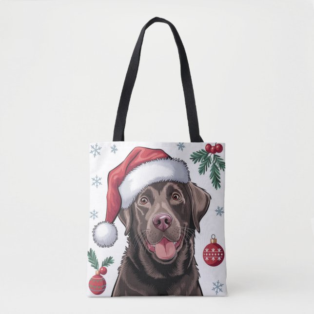 Noël Vacances Père Noël Chien Chocolat Lab Sac fou (Devant)