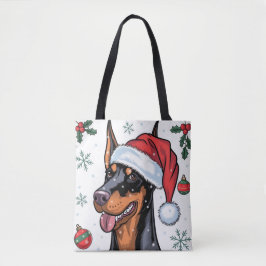 Noël Vacances Père Noël Chien Doberman Sac fourre-