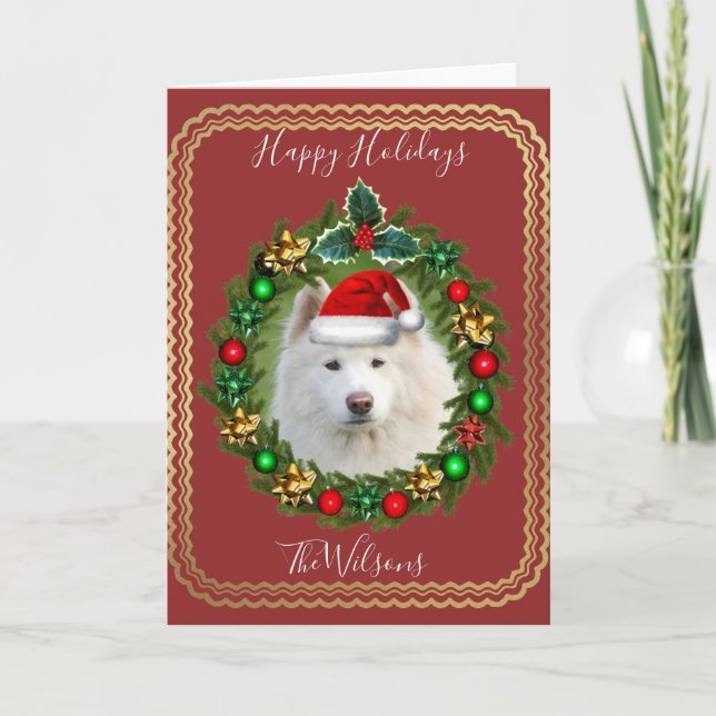 Noël Vacances Samoyed chien carte de voeux (Devant)