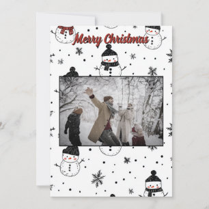 Noël Vacances Snowman Flake Carte photo Minimal