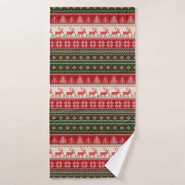 Noël Vacances Vert Rouge (Serviette de bain)