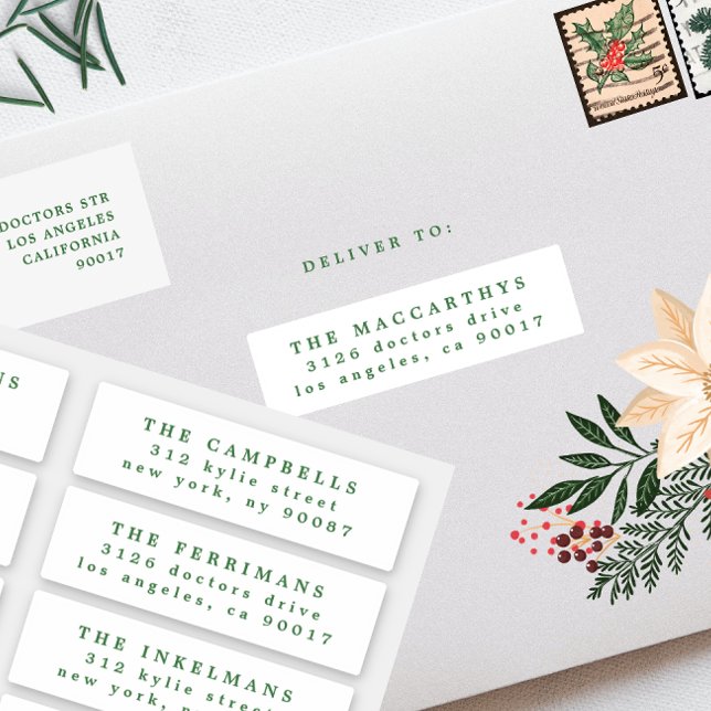noël vert nom individuel & étiquettes de adresse (showcasing Individual Envelope Name & Addressing Labels - additional items (bought separately))