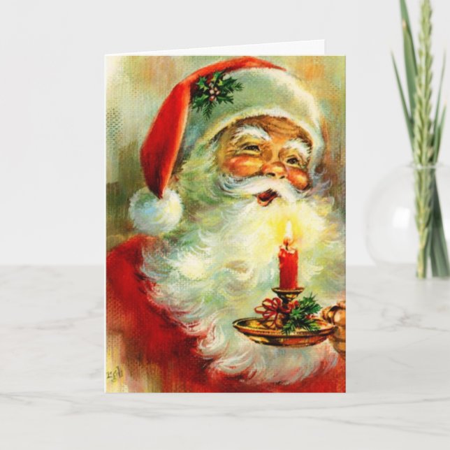 Noël Vintage ~ Carte Jolly Père Noël (Devant)