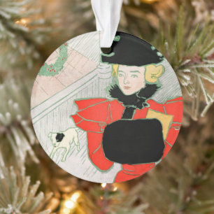 Noël Vintage Élégante Dame Victorienne en Rouge