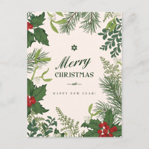 Noël Vintage Floral   Carte de vacances photo