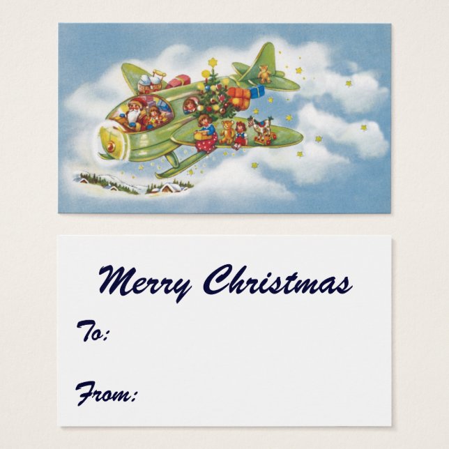 Noël vintage, le Père Noël vole un avion (Devant & derrière)