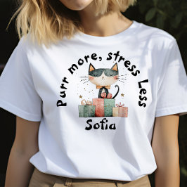 Noël voeux Cat Moms nom noir T-shirt