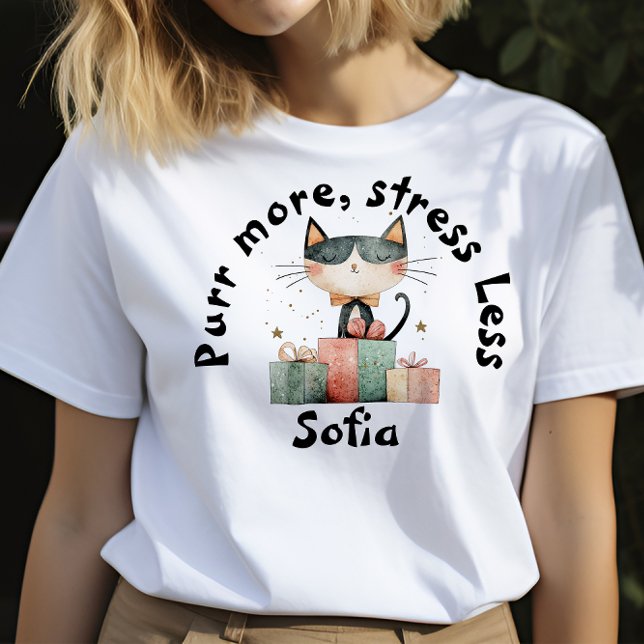 Noël voeux Cat Moms nom noir T-shirt (Créateur téléchargé)