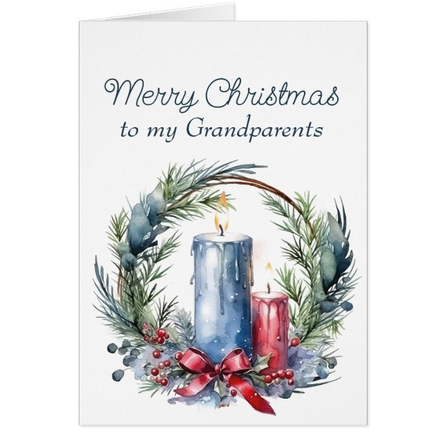 Noël Voeux grand-parents Bougies Wreath (Devant)