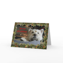 Noël Westie avec la carte de voeux de photo de