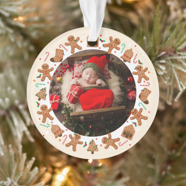 Noël xmas gingerbrot Kranz Illustration Foto Ornament (Baum)