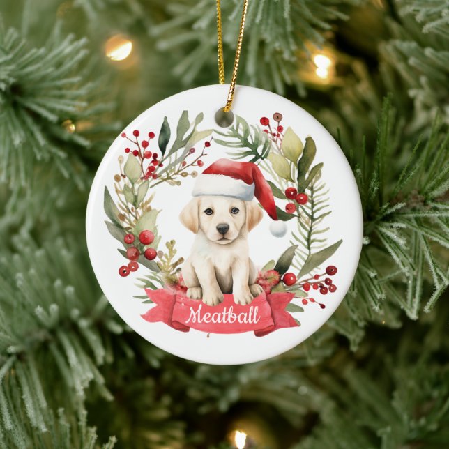 Noël YellowLab Ornement céramique personnalisée (Arbre)