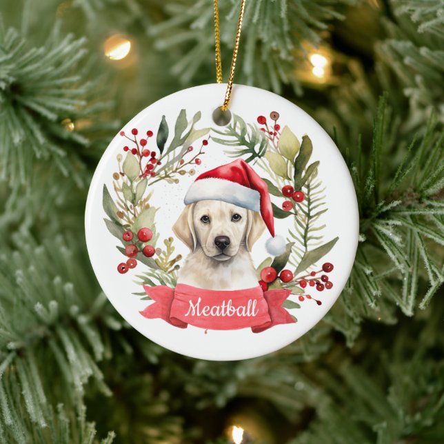 Noël YellowLab Ornement céramique personnalisée (Arbre)
