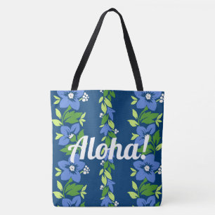 Noelani Lei Hawaiian Floral Stripe Blue Tasche