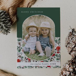 NOELLE Green Red Floral Family Foto Weihnachten