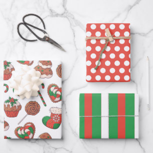 Noëls Desserts Stockings emballage Papier Set