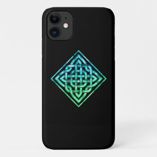 Noeud celtique - Diamant bleu vert iPhone 11 Coque