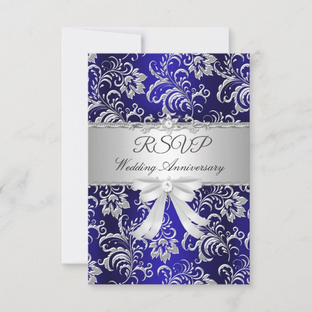 Nœud floral bleu RSVP 25e anniversaire de mariage  (Devant)
