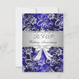 Nœud floral bleu RSVP 25e anniversaire de mariage 