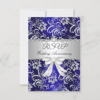 Nœud floral bleu RSVP 25e anniversaire de mariage 