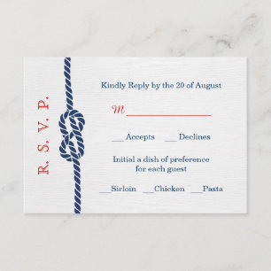 Noeud nautique épousant la carte de RSVP
