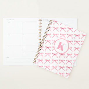Nœud Rose Personnalisé Coquette Monogramme Prépa