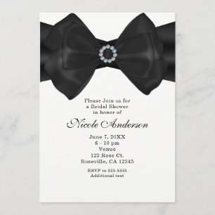 Nœud Ruban Noir & Diamants Invitations Élégantes