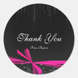 Nœud ruban rose et noir Strass Stickers Bling