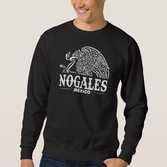 Nogales Mexico Eagle Retro Vintag erschüttert Sweatshirt (Vorderseite)