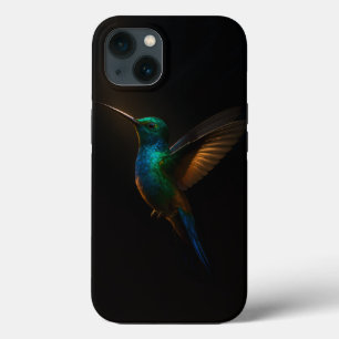 Noir 4 Luxe coque iphone, Colibri Bleu-Or