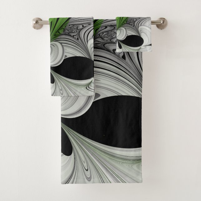Noir Abstrait et blanc avec art fractal vert (En situation)