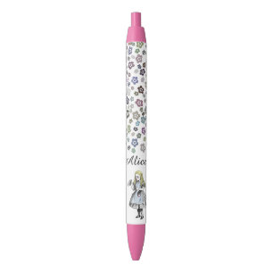 Noir Alice vintage dans le stylo de motif de fleur du