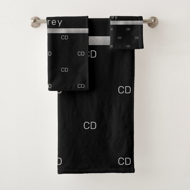Noir argent monogramme initiales motif nom (En situation)