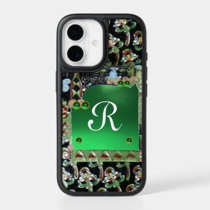 NOIR ART VERT NOUVEAU MONOGRAMME EN PIERRE, Jade i
