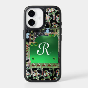 NOIR ART VERT NOUVEAU MONOGRAMME EN PIERRE, Jade i